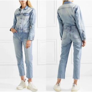 Grlfrnd Sloane denim raw hem jumpsuit